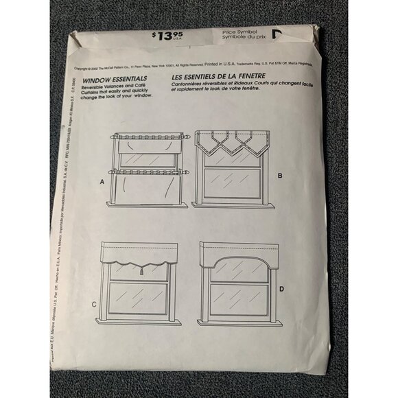 McCall's Home Decorating Window curtains Essentials Pattern 3703 uncut - Picture 2 of 2